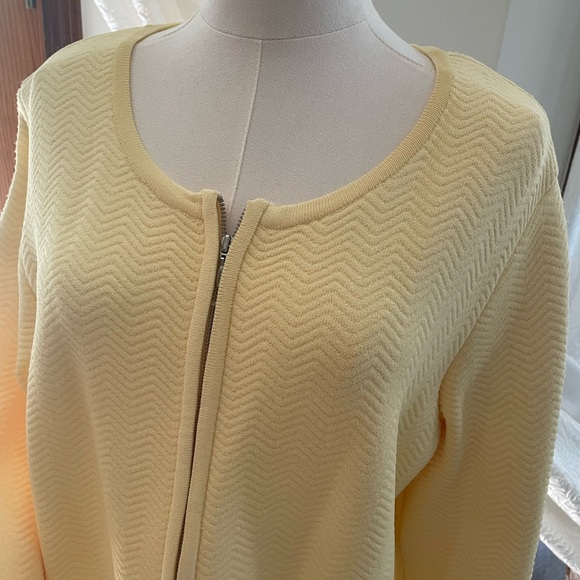 European Knit Yellow Luxury Zip-Up Sweater Like St John EUC Beautiful Large - Picture 5 of 10